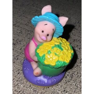 Disney 2" Piglet Winnie the Pooh Figurine Sun Hat Yellow Flowers Garden PVC Toy